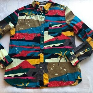 L.O.G.G By H&M Multicolored Native American Graphic Men’s Size M Button-Up Shirt